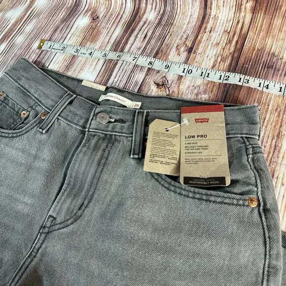 NEW Levi's LOW PRO STRAIGHT Leg Size 26 Gray Mid Rise Jeans Denim Pants 28x30 - Picture 5 of 15